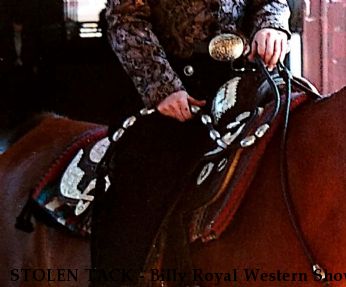 STOLEN TACK - Billy Royal Western Show Saddle and other Tack Near Norman, OK, 73026